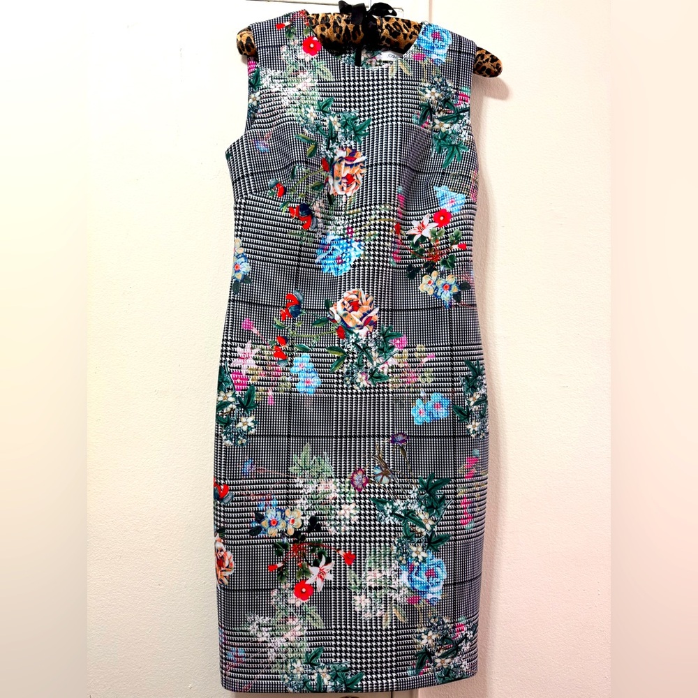 Calvin Klein Floral Gingham Checkered Spring Dress Sz 4
